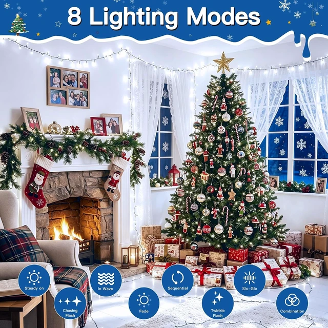 Alt view image 3 of 7 - 500 LED Christmas Lights Outdoor, 164ft White String Lights
