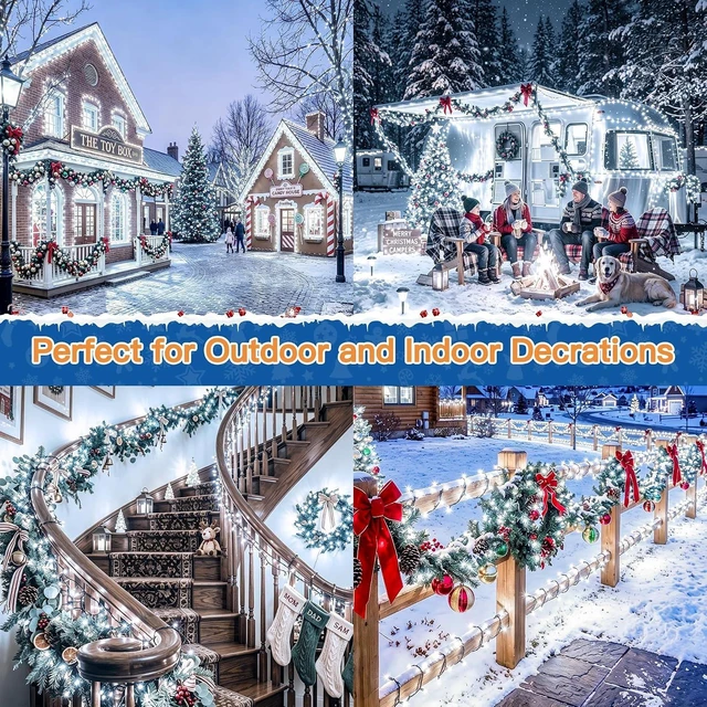 Alt view image 7 of 7 - 500 LED Christmas Lights Outdoor, 164ft White String Lights
