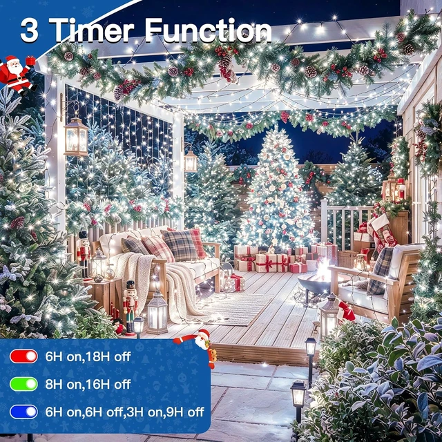 Alt view image 4 of 7 - 500 LED Christmas Lights Outdoor, 164ft White String Lights