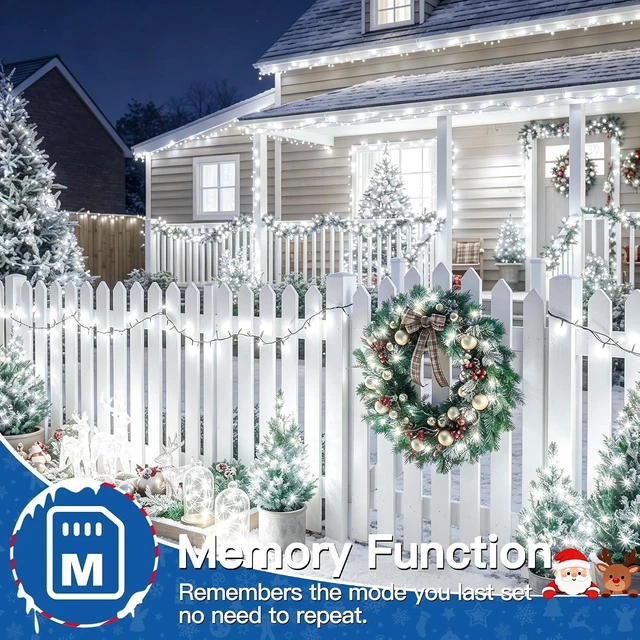 Alt view image 5 of 7 - 500 LED Christmas Lights Outdoor, 164ft White String Lights