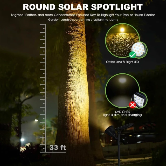 Alt view image 2 of 7 - DBF Solar Outdoor Lights, 600LM Solar Spot Lights Outdoor Waterproof, 18 LED Auto On/Off Landscape Lighting Flag Pole Light for Garden Yard Pathway Garage Pool Patio(Warm White, 4 Pack)