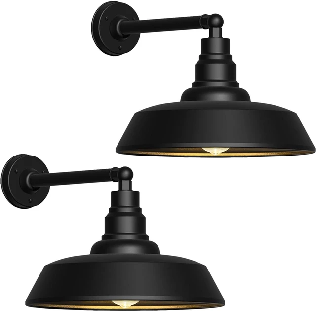 Main image of 15" Large Gooseneck Barn Lights, Black Outdoor Fixtures, 2-Pack