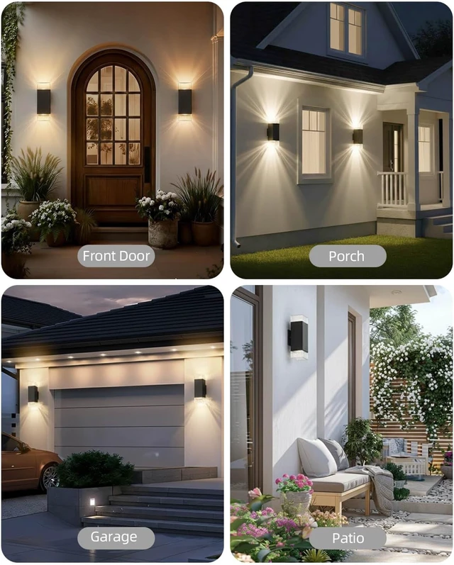 Alt view image 7 of 7 - RAYVO Outdoor Wall Light, 3CCT Up and Down Sconce, Black