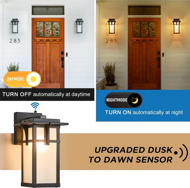 Alt view image 2 of 7 - 2 Pack Porch Lights Wall Mount Outdoor Wall Lantern Small Waterproof Aluminum with Frosted Glass Exterior Light Fixtures Asian Outdoor Sconces for Outside House Patio Garage Lighting, Black