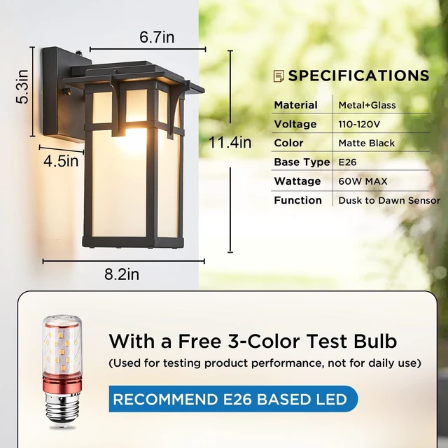 Alt view image 3 of 7 - 2 Pack Porch Lights Wall Mount Outdoor Wall Lantern Small Waterproof Aluminum with Frosted Glass Exterior Light Fixtures Asian Outdoor Sconces for Outside House Patio Garage Lighting, Black