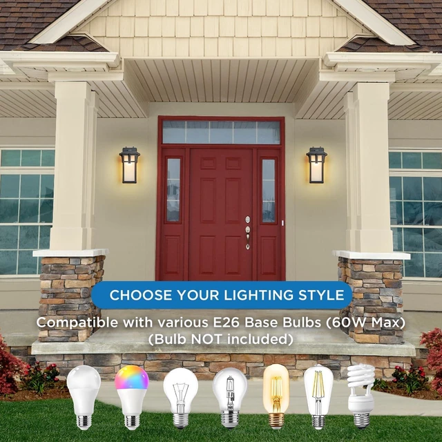 Alt view image 6 of 7 - 2 Pack Porch Lights Wall Mount Outdoor Wall Lantern Small Waterproof Aluminum with Frosted Glass Exterior Light Fixtures Asian Outdoor Sconces for Outside House Patio Garage Lighting, Black