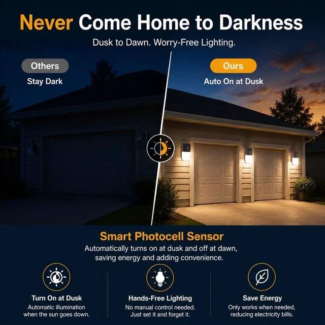 Alt view image 6 of 7 - rosykite LED Outdoor Wall Light 2 Pack, Dusk to Dawn Outdoor Lighting, 5CCT Selectable 2700K 3000K 3500K 4000K 5000K,ETL & DLC Listed Triac Dimmable Security Lighting IP65 for Garage Barn Warehouse