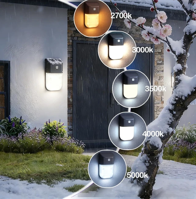 Alt view image 7 of 7 - rosykite LED Outdoor Wall Light 2 Pack, Dusk to Dawn Outdoor Lighting, 5CCT Selectable 2700K 3000K 3500K 4000K 5000K,ETL & DLC Listed Triac Dimmable Security Lighting IP65 for Garage Barn Warehouse