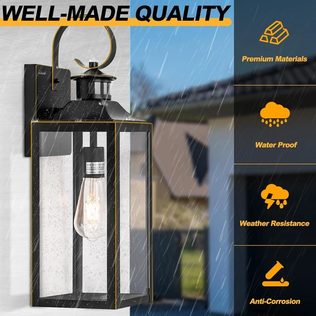 Alt view image 3 of 7 - 20" Motion Sensor Outdoor Wall Lights, Dawn to Dusk Outdoor Light Fixture