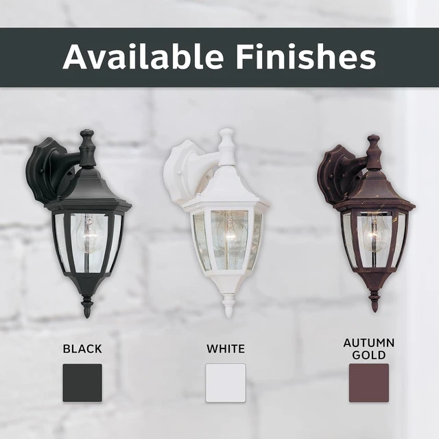 Alt view image 6 of 6 - Designers Fountain Waterbury Outdoor Light Fixture, 14.25 Inch Exterior Wall Lantern Sconce for Front Door, Patio and Porch, Black, 2461-BK