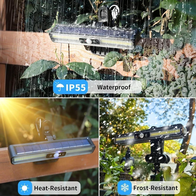 Alt view image 7 of 7 - Clip On Solar Lights Outdoor with PIR Motion Sensor (Black ,2 Pack ,6000K)