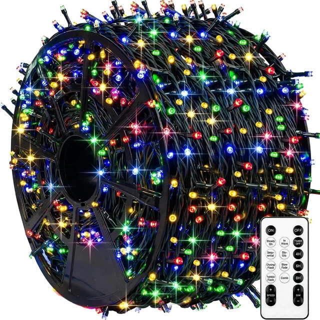 Main image of TW SHINE 1000 LED Christmas Lights, 328FT Christmas Tree Lights Outdoor Plug in with 8 Modes, Remote Waterproof Xmas String Lights Indoor Decorations for House Yard Decor, Multi-Colored
