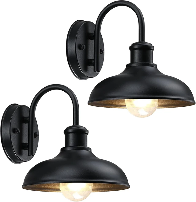 Main image of Gooseneck Outdoor Light Fixtures, Farmhouse Barn Lights for Porch, Black