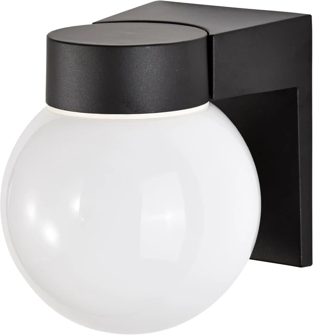 Main image of Nuvo SF77/140, Outdoor Wall Light Fixture, White Globe, Black Finish