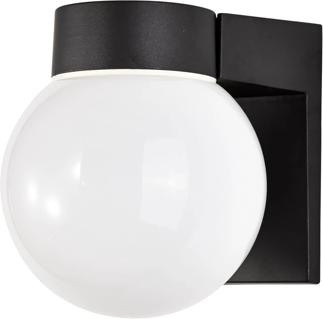 Alt view image 3 of 5 - Nuvo SF77/140, Outdoor Wall Light Fixture, White Globe, Black Finish