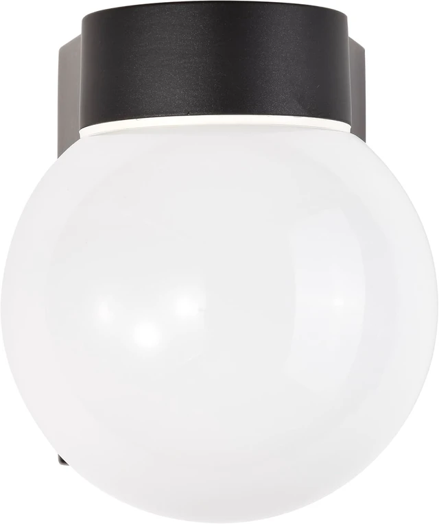 Alt view image 4 of 5 - Nuvo SF77/140, Outdoor Wall Light Fixture, White Globe, Black Finish