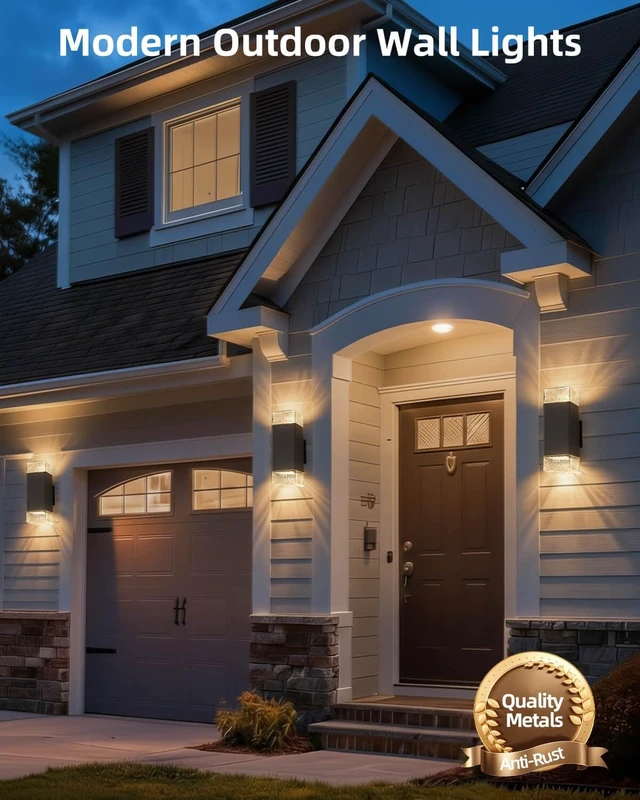 Alt view image 2 of 7 - RAYVO Outdoor Wall Light, 3CCT Up and Down Sconce, Black