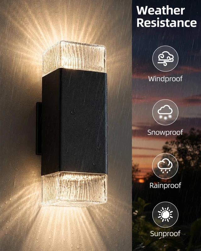 Alt view image 4 of 7 - RAYVO Outdoor Wall Light, 3CCT Up and Down Sconce, Black