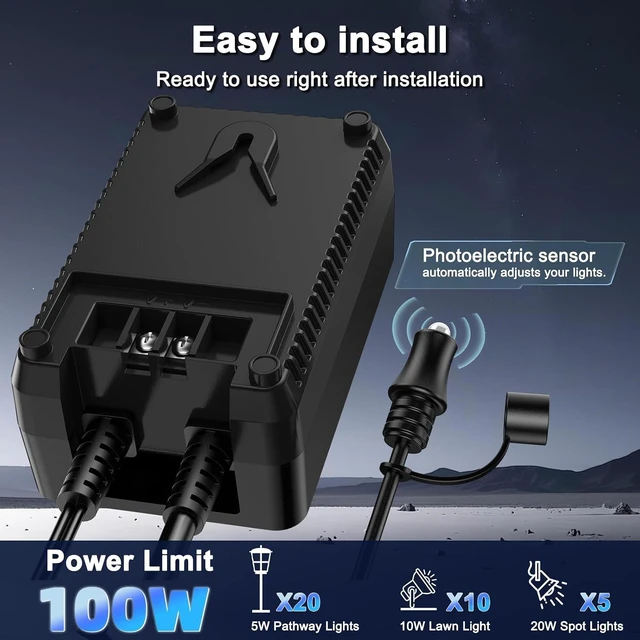 Alt view image 4 of 7 - Vansdon 100W Low Voltage Landscape Transformer,Timer & Photocell Sensor