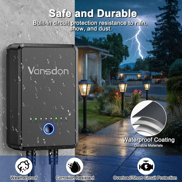 Alt view image 6 of 7 - Vansdon 100W Low Voltage Landscape Transformer,Timer & Photocell Sensor