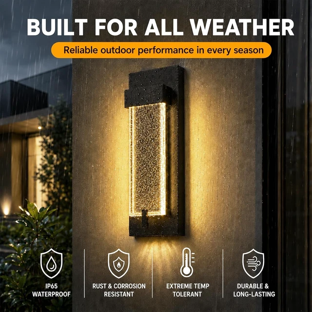Alt view image 5 of 7 - iYogaled 12" Bubble Glass Outdoor Wall Lights, 5CCT Porch Lights, 2 Pack
