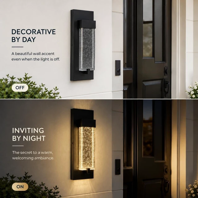 Alt view image 7 of 7 - iYogaled 12" Bubble Glass Outdoor Wall Lights, 5CCT Porch Lights, 2 Pack