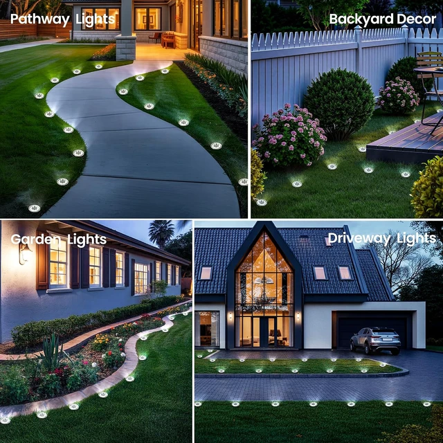 Alt view image 3 of 6 - PATIOWIN 20 Pack Small Solar Ground Lights, Garden Lights Cool White