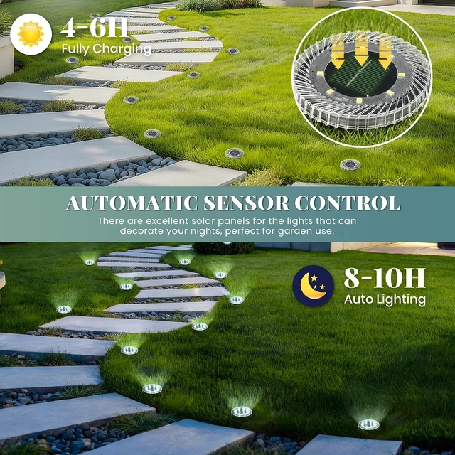 Alt view image 4 of 6 - PATIOWIN 20 Pack Small Solar Ground Lights, Garden Lights Cool White
