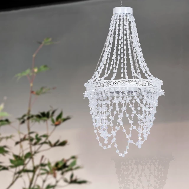Alt view image 2 of 6 - Solar Hanging Crystal Chandelier Outdoor Decorative Garden Light