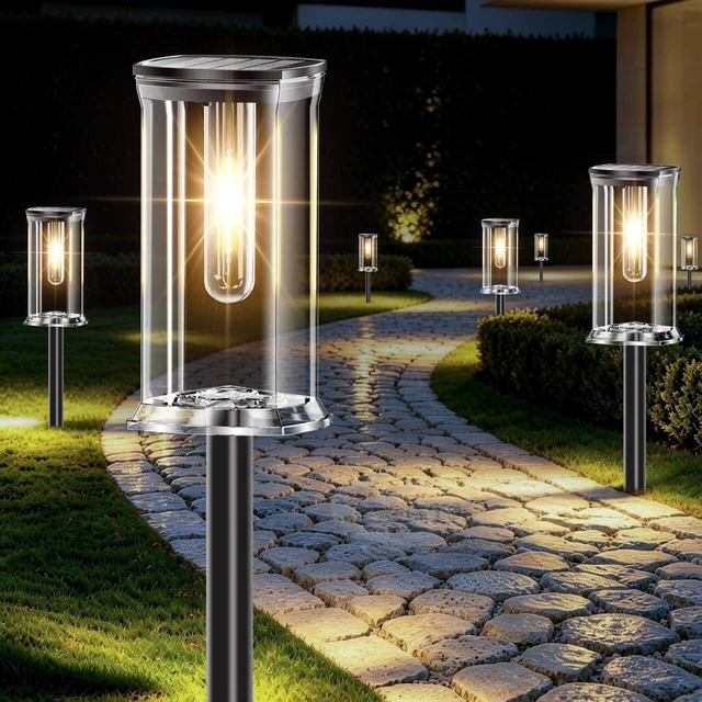 Main image of Solar Lights Outdoor, 12 Pack Solar Pathway Lights Outdoor Waterproof, Auto On/Off Outdoor Garden Solar Lights for Patio, Driveway, Yard, Walkway, Pathway Landscape Lighting, Warm White