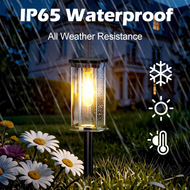 Alt view image 6 of 7 - Solar Lights Outdoor, 12 Pack Solar Pathway Lights Outdoor Waterproof, Auto On/Off Outdoor Garden Solar Lights for Patio, Driveway, Yard, Walkway, Pathway Landscape Lighting, Warm White
