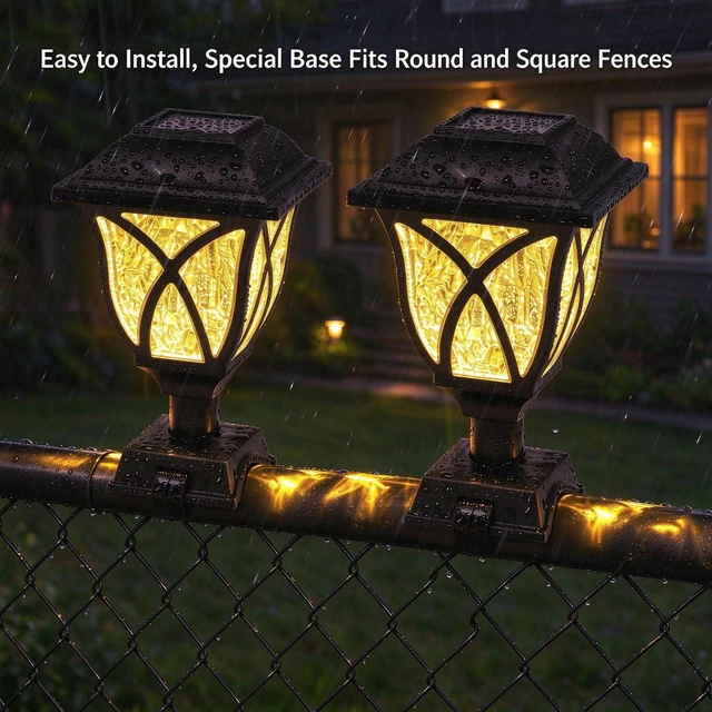Alt view image 5 of 7 - Solar Chain Link Fence Lights, Solar Fence Lights Outdoor Waterproof, 6Pcs