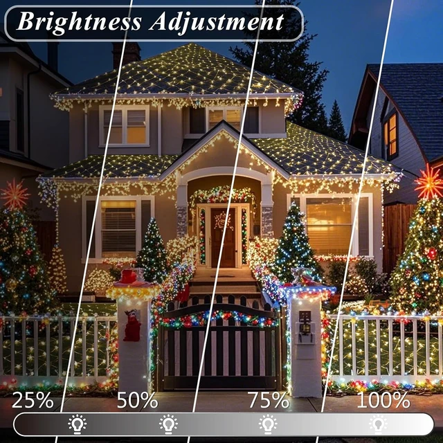 Alt view image 7 of 7 - Pooqla RGB Christmas Net Lights Outdoor Mesh Lights 9.8 x 6.6ft Green Wire