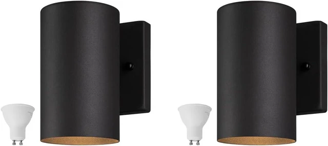 Main image of mirrea 7" Modern Outdoor Porch Wall Light, Matte Black, Pack of 2