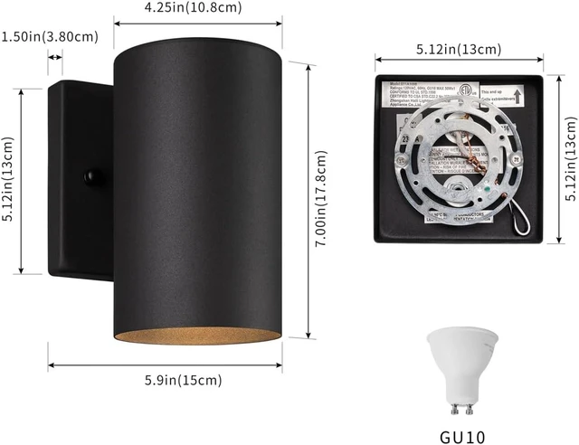 Alt view image 6 of 6 - mirrea 7" Modern Outdoor Porch Wall Light, Matte Black, Pack of 2