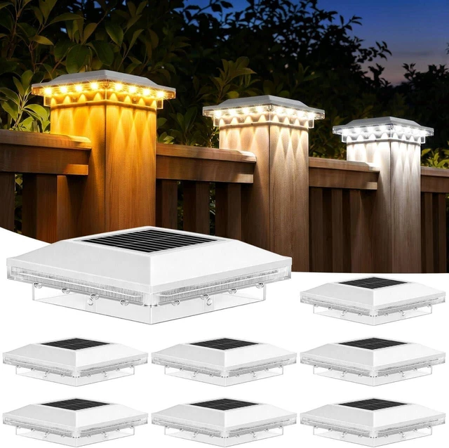 Main image of Brightever 4x4 Solar Post Cap Lights, 8 Pack White Solar Post Cap Lights