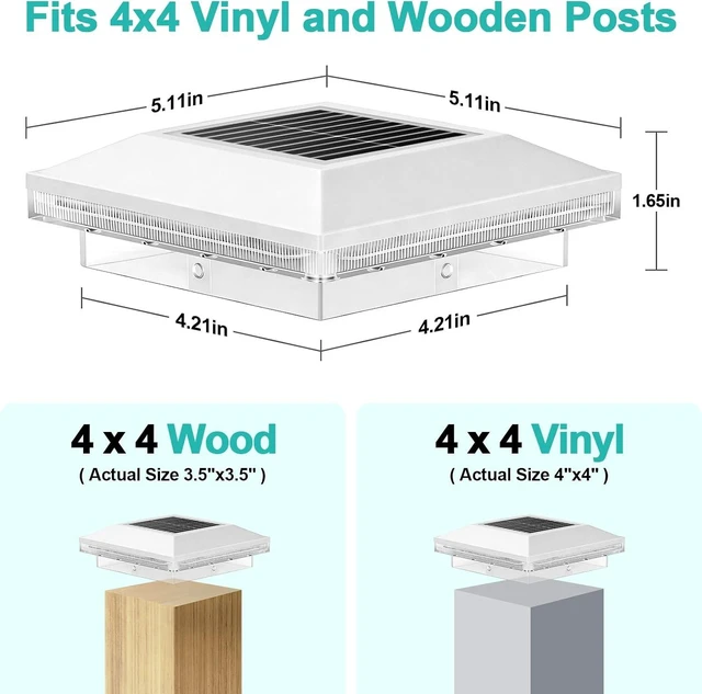 Alt view image 5 of 7 - Brightever 4x4 Solar Post Cap Lights, 8 Pack White Solar Post Cap Lights