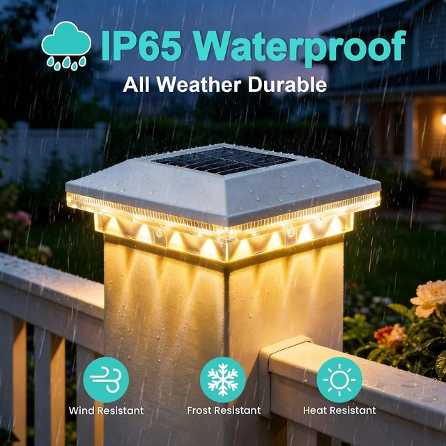 Alt view image 6 of 7 - Brightever 4x4 Solar Post Cap Lights, 8 Pack White Solar Post Cap Lights