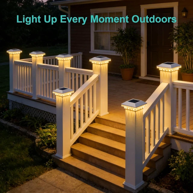 Alt view image 7 of 7 - Brightever 4x4 Solar Post Cap Lights, 8 Pack White Solar Post Cap Lights