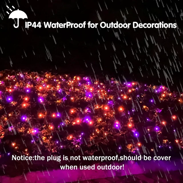 Alt view image 3 of 7 - HISHINY LED Purple and Orange Halloween Net Lights Outdoor,5ftx5ft 100LED Black Wire, Connectable Indoor Outdoor Bush Mesh Net Lights String for Halloween Christmas Party,Shrub,Yard,Tree