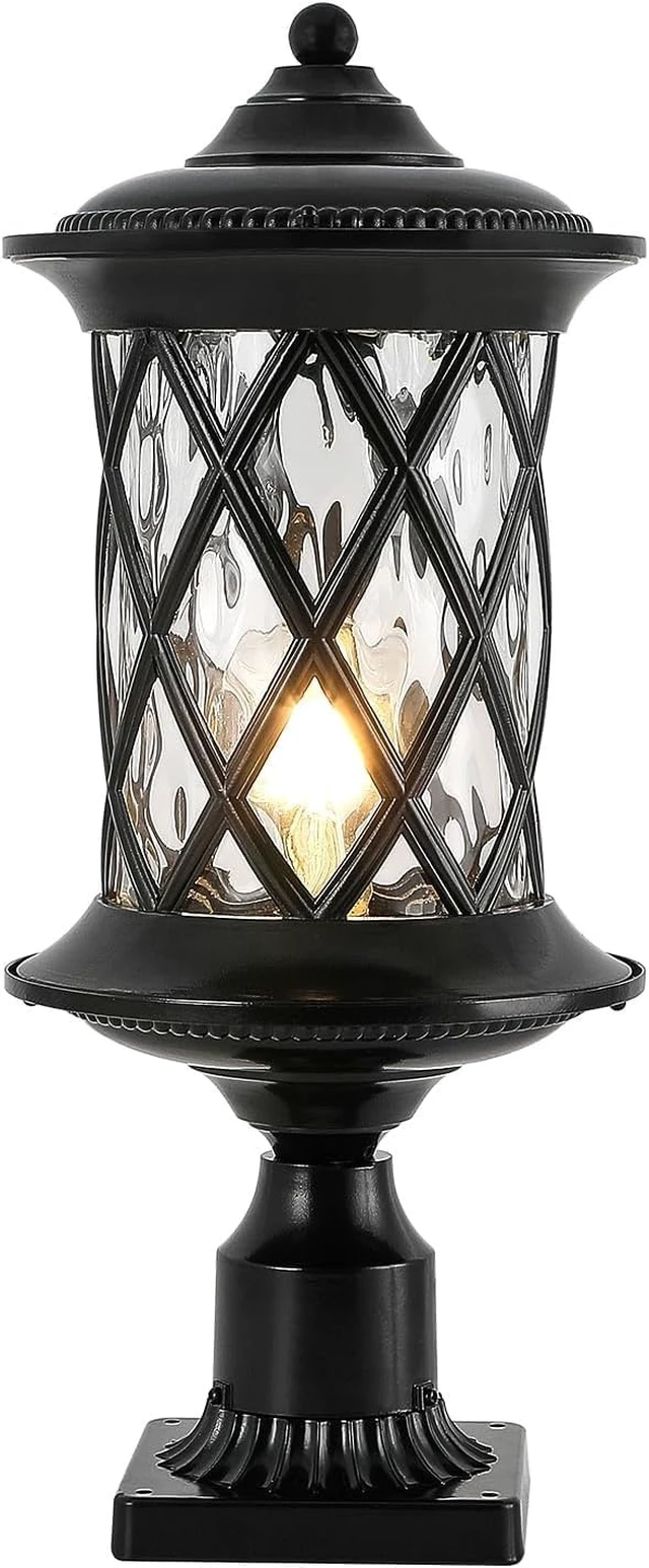 Main image of NLIEOPDA Industrial Exterior Lamp Post Lighting Fixtures Waterproof Post Light Outdoor with 3-Inch Pier Mount Base,Water Glass Lampshade 60W E26 Retro Outdoor Pillar Lights for Yard,Porch,Patio