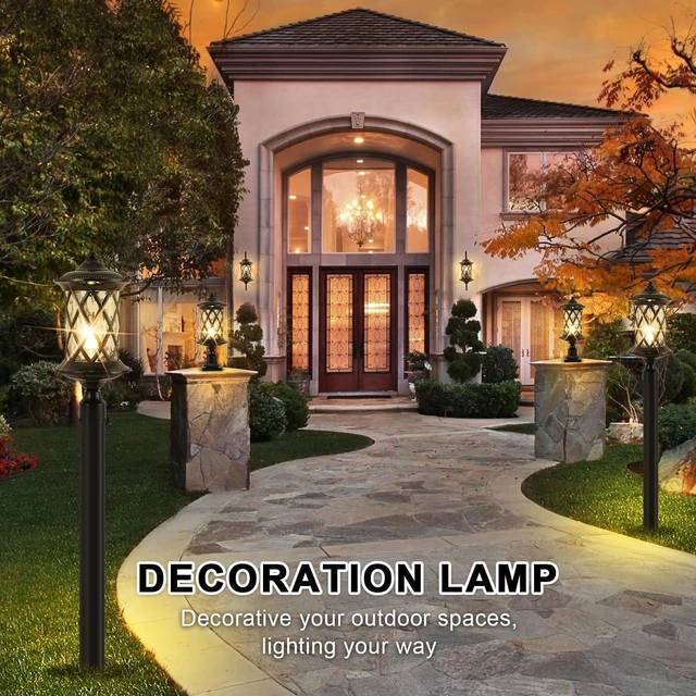 Alt view image 7 of 7 - NLIEOPDA Industrial Exterior Lamp Post Lighting Fixtures Waterproof Post Light Outdoor with 3-Inch Pier Mount Base,Water Glass Lampshade 60W E26 Retro Outdoor Pillar Lights for Yard,Porch,Patio