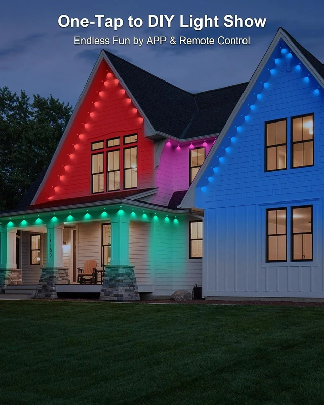 Alt view image 4 of 7 - XINKAITE 150ft Permanent Outdoor Lights for House,Eave Lighting with App/Remote Control, IP67 Waterproof smartlight for Christmas, Halloween, Holiday, Party, Daily