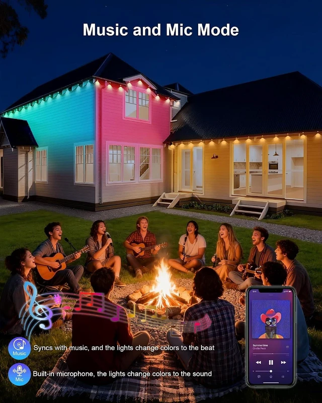 Alt view image 7 of 7 - XINKAITE 150ft Permanent Outdoor Lights for House,Eave Lighting with App/Remote Control, IP67 Waterproof smartlight for Christmas, Halloween, Holiday, Party, Daily