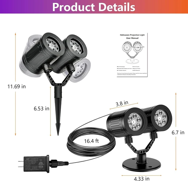 Alt view image 7 of 7 - Halloween Projector Lights Outdoor Dynamic Halloween Decorations with Timer