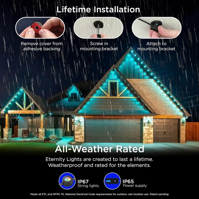 Alt view image 4 of 7 - Enbrighten Eternity Permanent Outdoor Lights, 100ft, 72 Lights