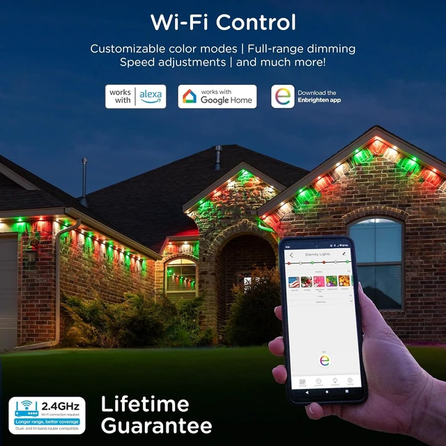 Alt view image 6 of 7 - Enbrighten Eternity Permanent Outdoor Lights, 150ft, 108 Lights
