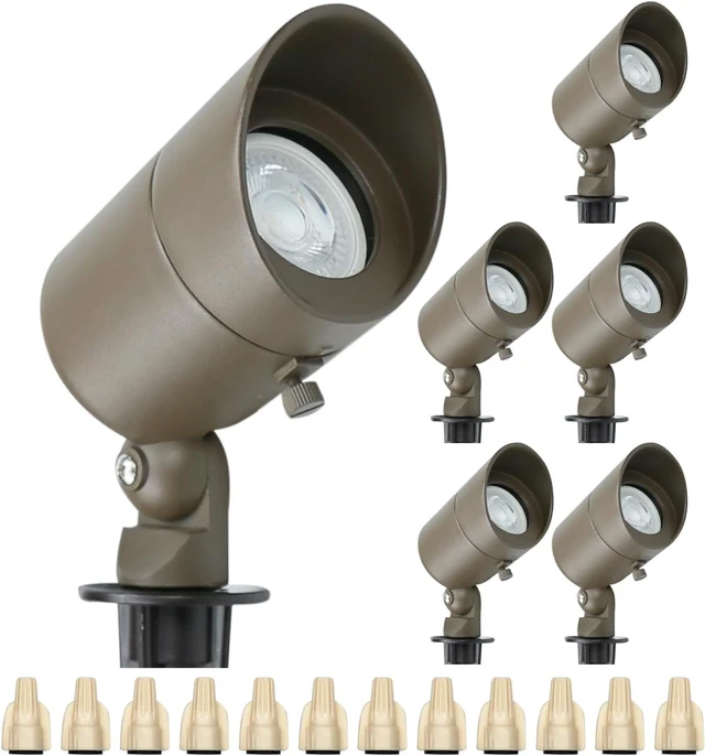Main image of Lumina Lighting® 4W Landscape lighting 12V Landscape Lights Low Voltage Landscape Spotlights Warm White Waterproof Outdoor Replaceable LED Bulb for Garden, Lawn, Porch, Patio and Yard (Bronze, 6-Pack)