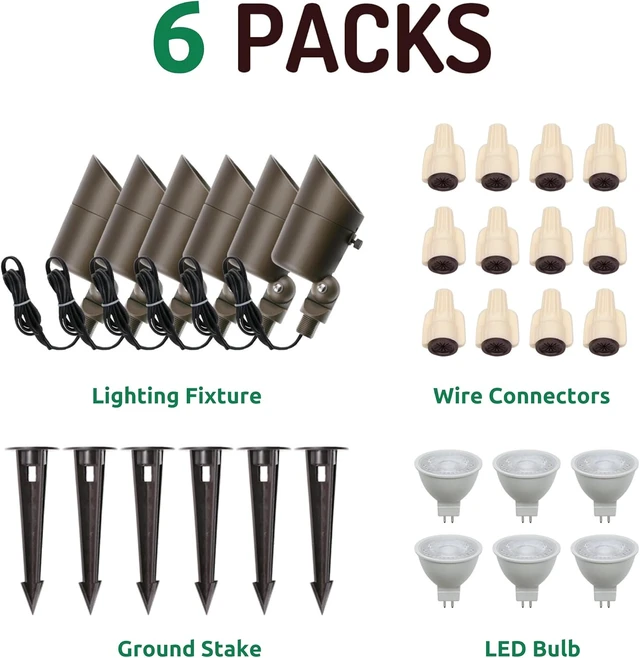 Alt view image 2 of 7 - Lumina Lighting® 4W Landscape lighting 12V Landscape Lights Low Voltage Landscape Spotlights Warm White Waterproof Outdoor Replaceable LED Bulb for Garden, Lawn, Porch, Patio and Yard (Bronze, 6-Pack)