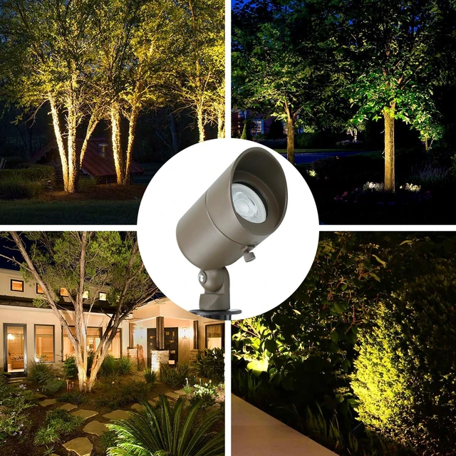 Alt view image 7 of 7 - Lumina Lighting® 4W Landscape lighting 12V Landscape Lights Low Voltage Landscape Spotlights Warm White Waterproof Outdoor Replaceable LED Bulb for Garden, Lawn, Porch, Patio and Yard (Bronze, 6-Pack)